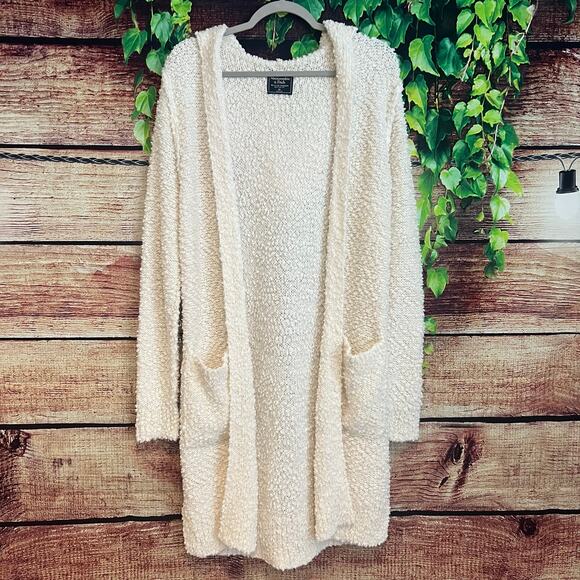 Abercrombie & Fitch Popcorn Knit Cardigan XS Fits S M L Sherpa Sweater Duster - Picture 1 of 6